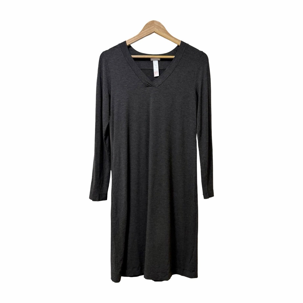 Hanro Switzerland Long Sleeve Nightgown Size XS Charcoal Lounge House Dress